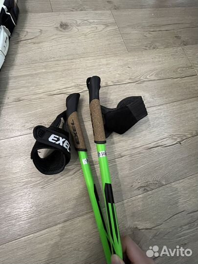 Беговые лыжи, палки, ботинки, крепление