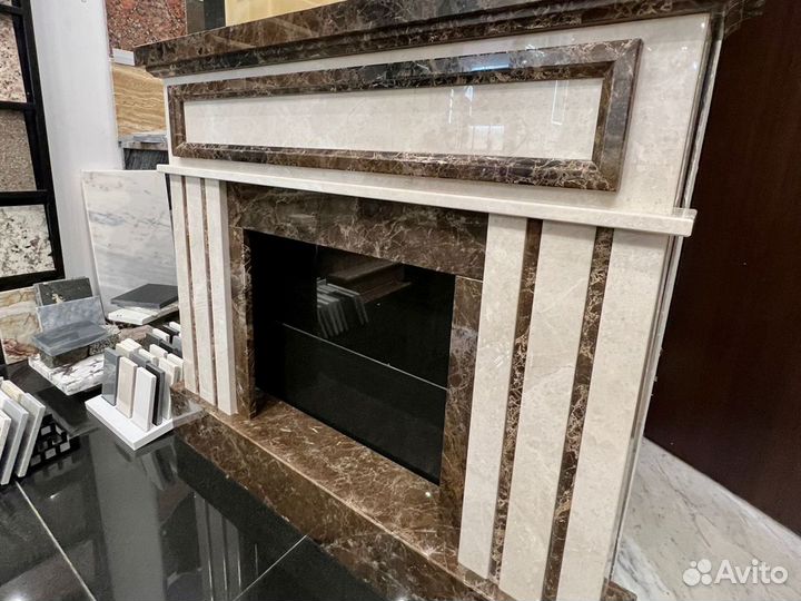 Камин из мрамора Имперадор Дарк и Крема Марфил