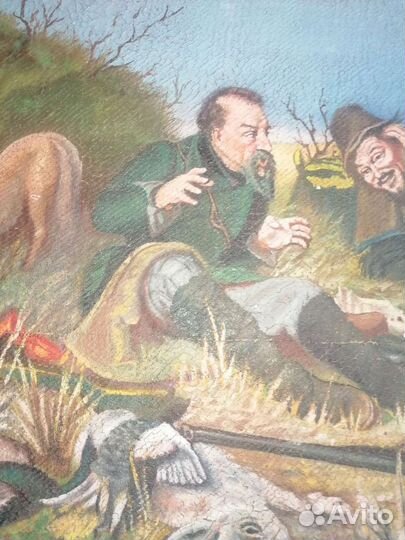 Охотники на привале картина на холсте