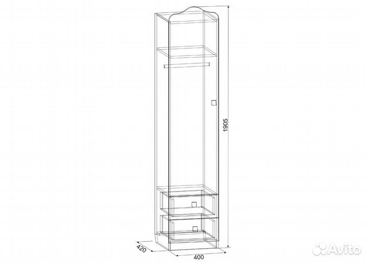 Амели Шкаф комбинированный с ящ. 1-створчатый дуб