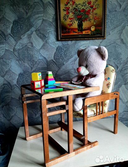 Стульчик для кормления трансформер деревянный