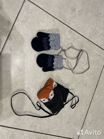 Варежки детские 1 год для двойни