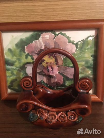 Картина акварель, вазочка