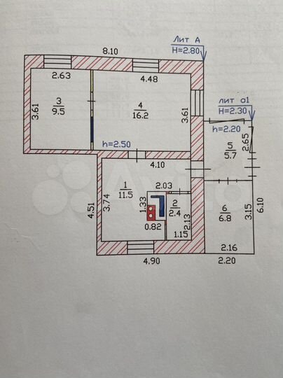 2-к. квартира, 52,1 м², 1/1 эт.