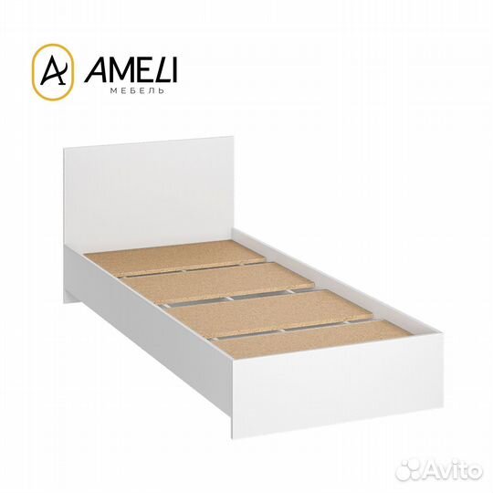 Кровать односпальная, ронда, 90х200, Белая