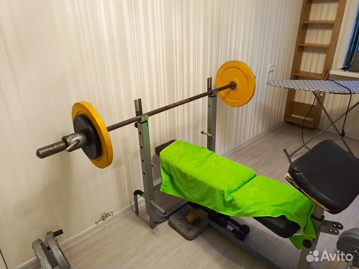 Скамья для жима+2 штанги