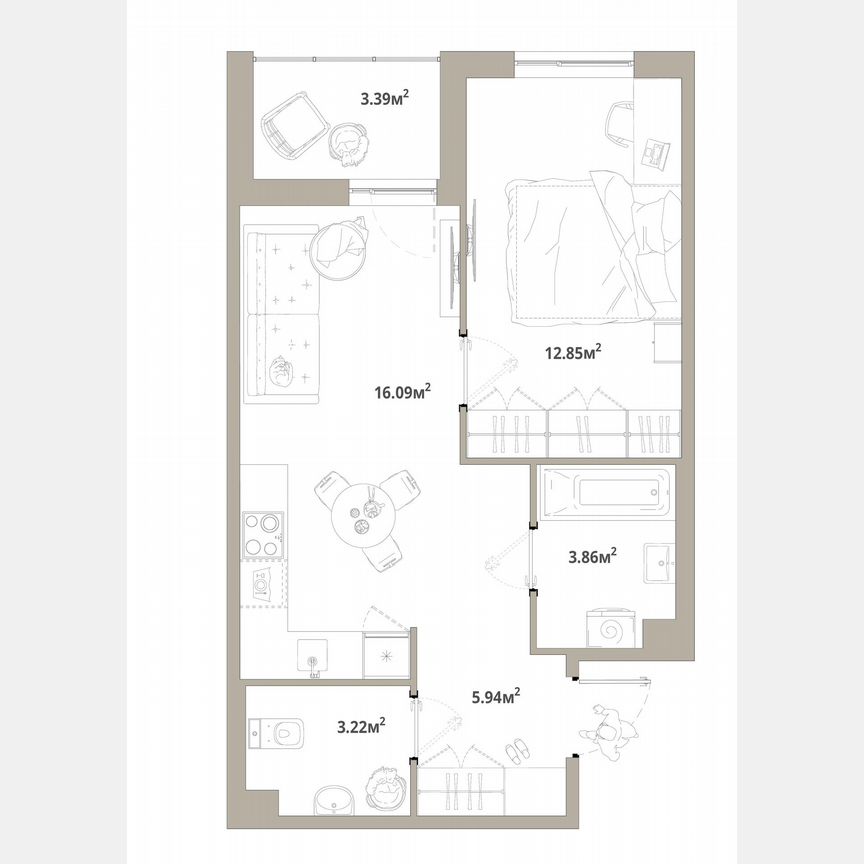 1-к. квартира, 43,7 м², 8/12 эт.