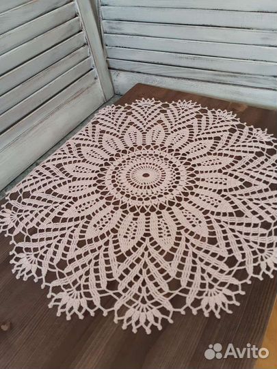 Салфетка интерьерная кружево вязаная хлопок