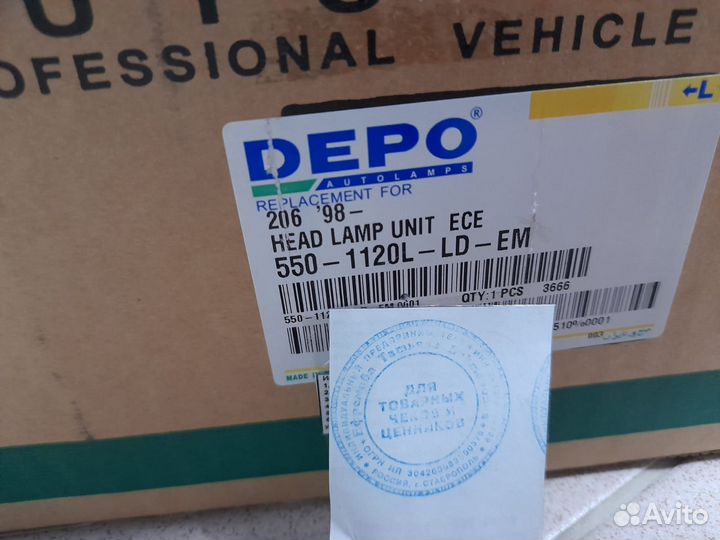 Фара левая Peugeot 206