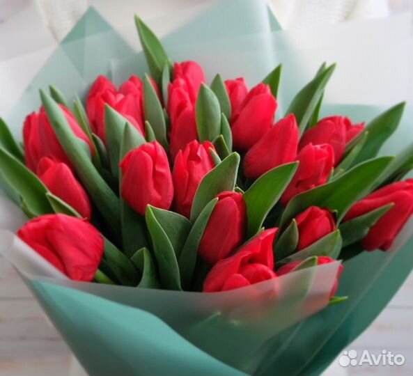 Тюльпаны красные букет 15 штук к 8 марта в Москве