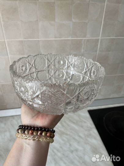 Большая Хрустальная ваза салатник СССР