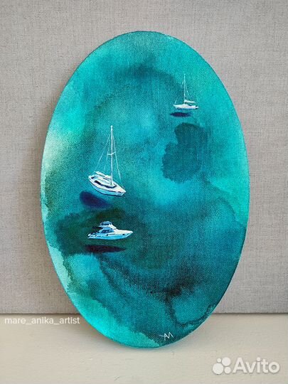 Интерьерная картина 20х30см «Парящие яхты Менорки»