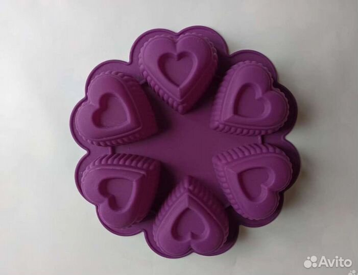 Силиконовая форма для выпечки кексов сердечки