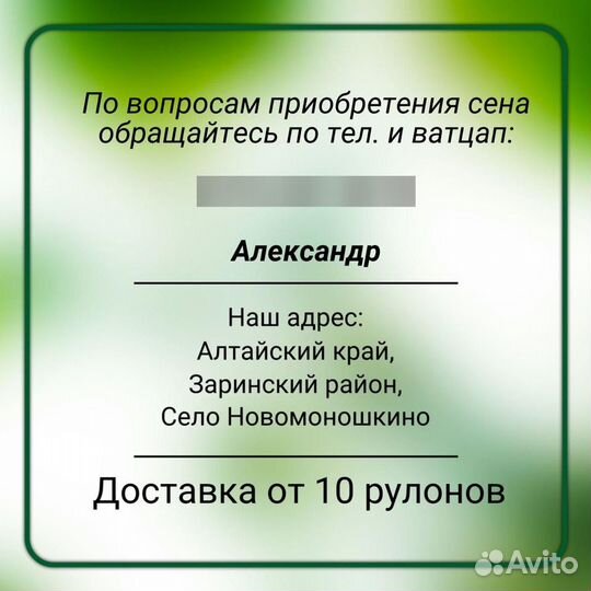 Сено купить в рулонах урожай 2024 года