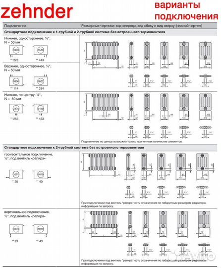 Стальной трубчатый радиатор отопления Zehnder 3030