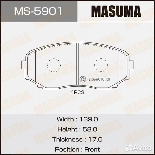 Masuma MS-5901 Колодки торм.пер