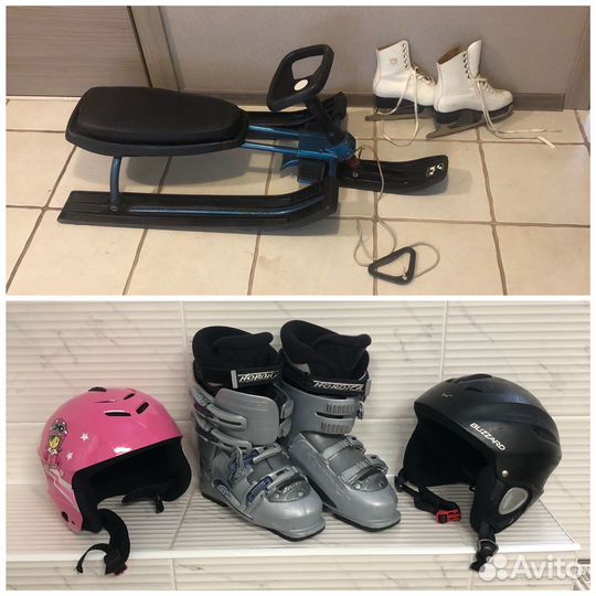 Коньки фигурные,снегокат,шлем ботинки гонолыжные