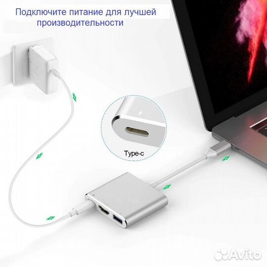 Док-станция Type C на 4K hdmi для Macbook, iPhone