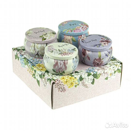 Набор 4 шт сувенирных баночек Цветы Желаний 130мл