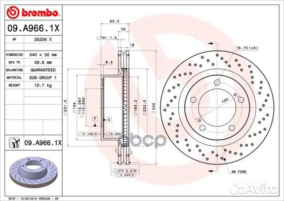 Диск перфорированный передний Brembo Xtra 09.A9