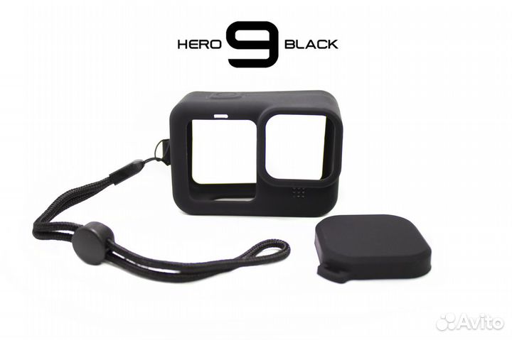 Силиконовый чехол GoPro 11/10/9 Черный с крышкой