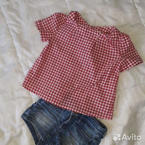Джинсовые шорты h&m, блузки р.110
