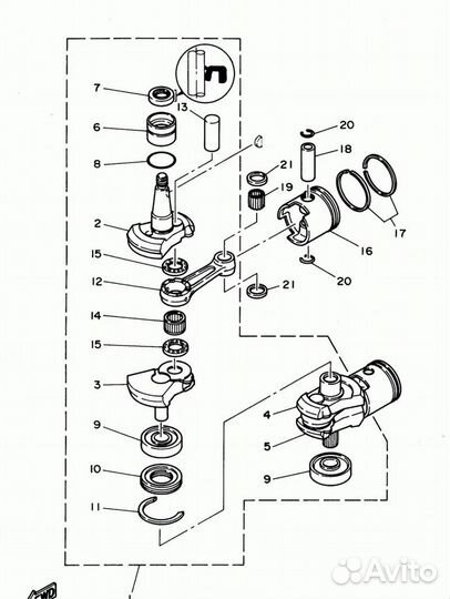 Коленвал Yamaha (Ямаха) 30 л.с 2 такта