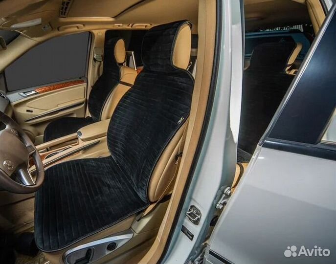 Накидки на сиденья полоса, велюр черный, на вес