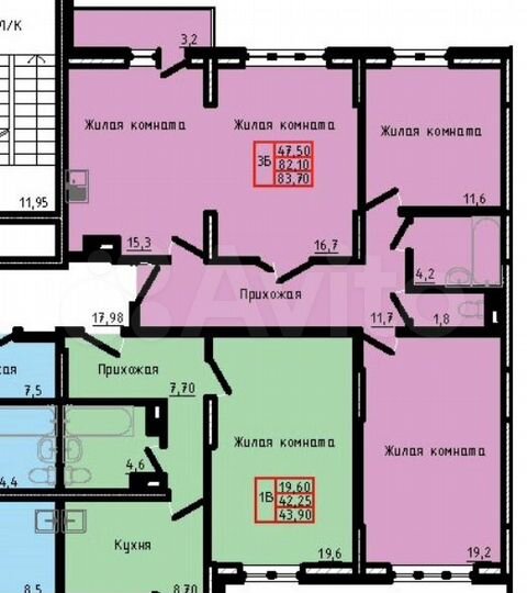 3-к. квартира, 84,1 м², 3/17 эт.