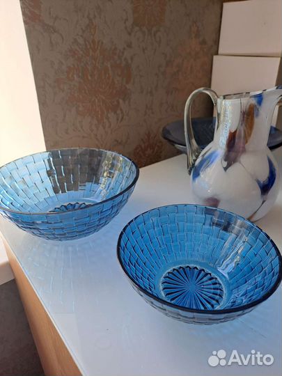 Посуда синее стекло.ссср
