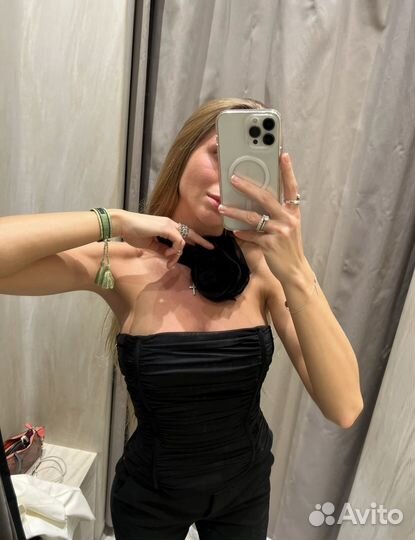 Топ корсет zara с цветком чокером