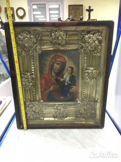 Икона Тихвинская Божья Матерь в окладе 19 век
