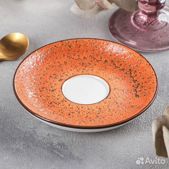 Блюдце фарфоровое Splash, d12 см, цвет оранжевый