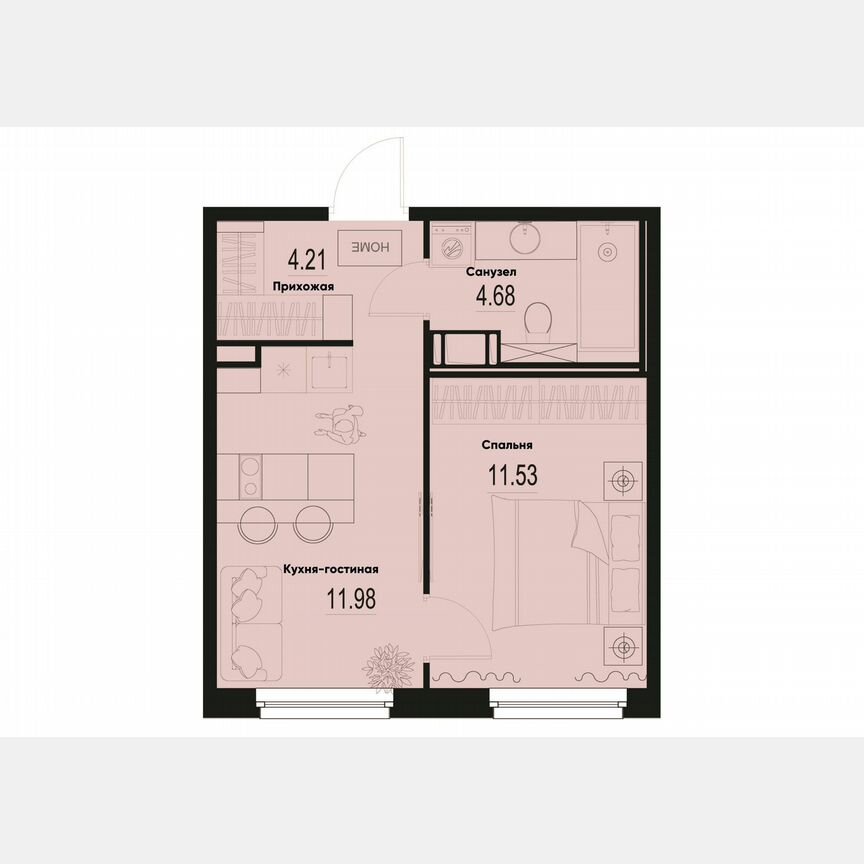 1-к. квартира, 32,4 м², 2/12 эт.