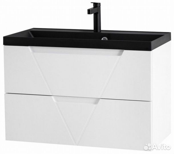 Тумба с раковиной BelBagno Vittoria 90P-BB900/450-LV-ART-AST-nero Bianco Lucido