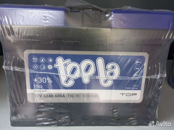 Аккумулятор Топла 62 Ач низкая 175 мм