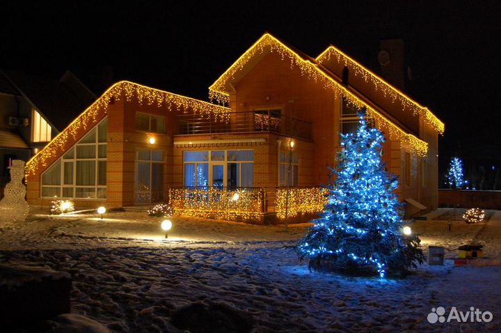 Украшение домов гирляндами