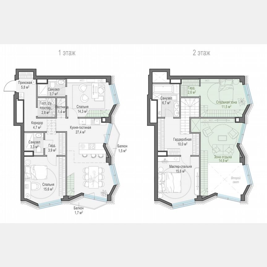 3-к. квартира, 117,6 м², 7/14 эт.