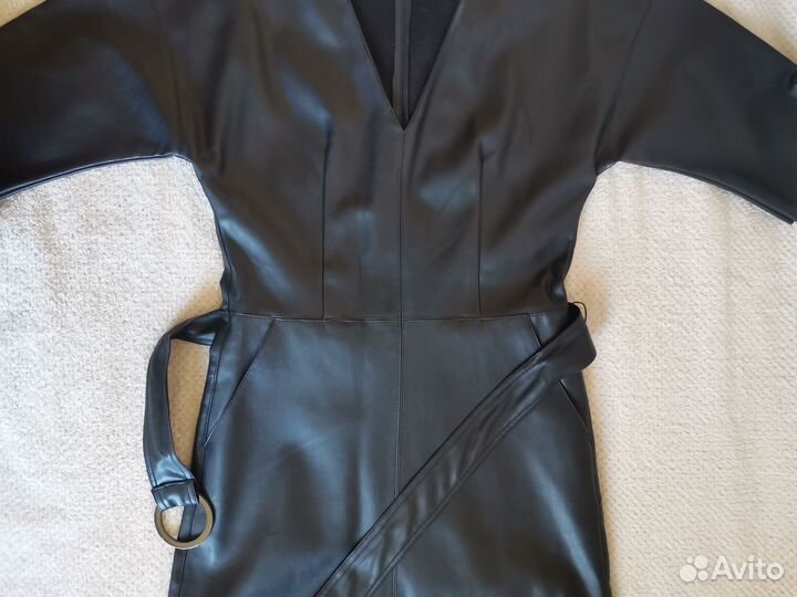 Чёрное платье кожаное 42 zarina