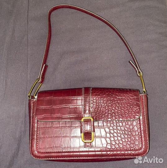 Сумка багет mango бордовая