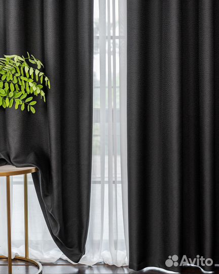 Шторы рогожка Орфей Черный