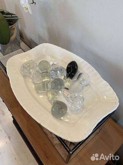 Пробка хрусталь/стекло, блюдо 41х29.5 см 19 век