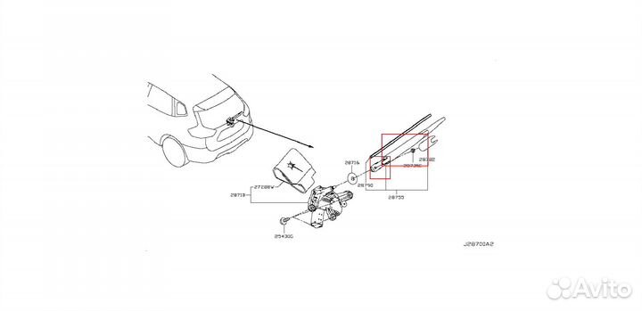 Поводок стеклоочистителя зад Nissan X-Trail T32