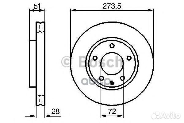 Диск торм. пер.вент. 273x28 5 отв. 0986479016
