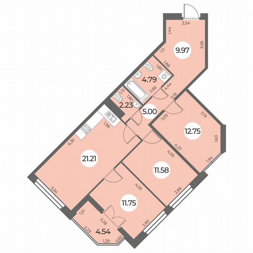 3-к. квартира, 81 м², 6/24 эт.