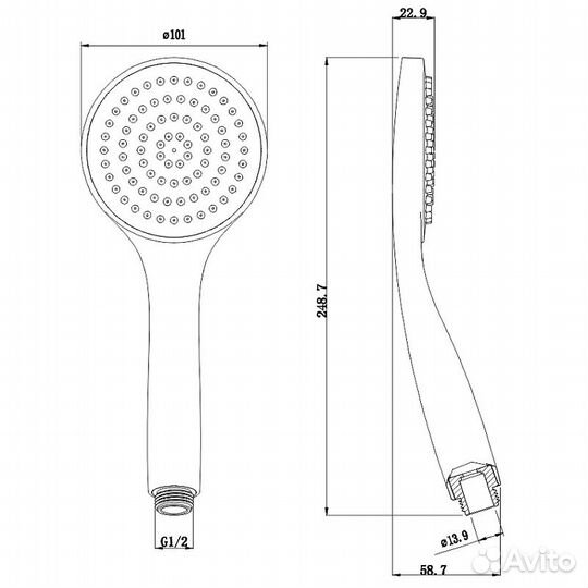 Ручной душ Whitecross Y gunmetal basic-GM Оружейная сталь