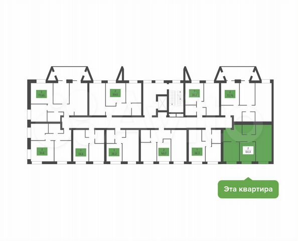 2-к. квартира, 60,4 м², 8/10 эт.