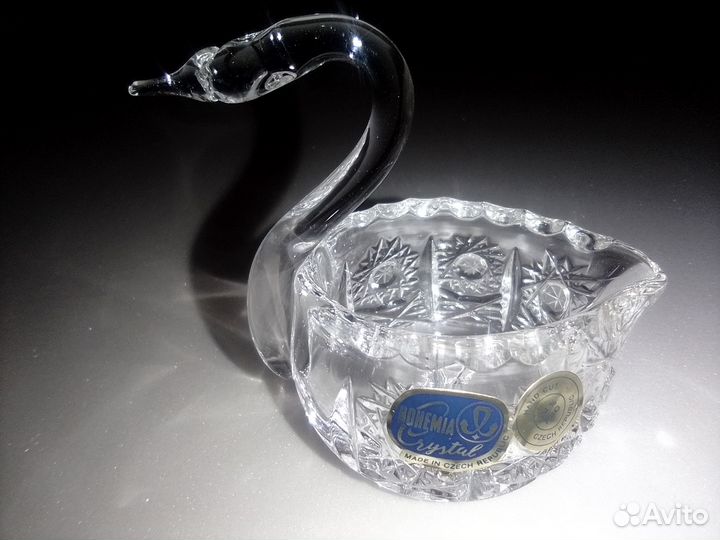 Икорница лебедь хрусталь Богемия