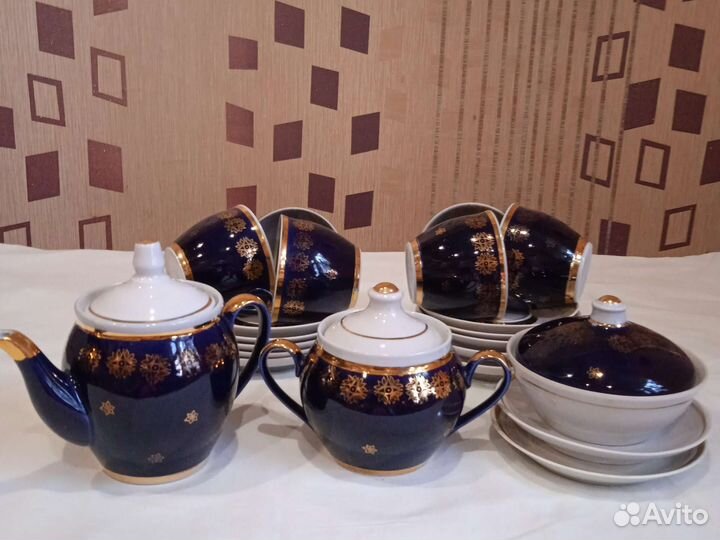 Чайный сервиз Полонное Кобальт. лфз СССР