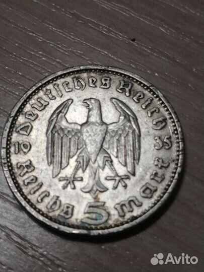 Монета 5 марок 1935 г